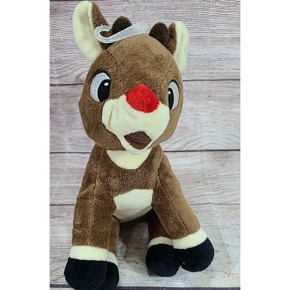Fetch For Pets Plush Rudolph The Red-Nosed Reindeer Stuffed Dog Toy Squeaks 8" - Picture 1 of 6